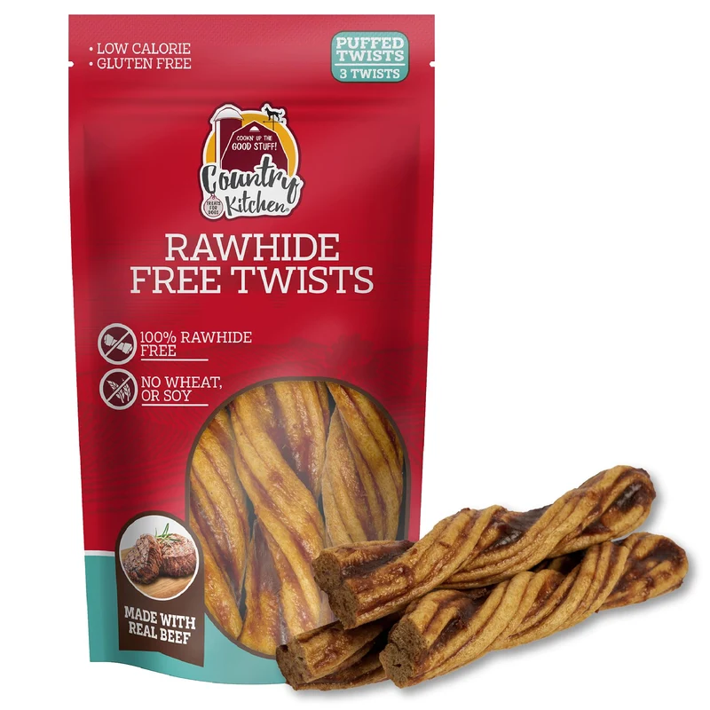 Country Kitchen Bâtonnets de bœuf sans rawhide pour chien – réels, digestibles, sans gluten (lot de 3)
