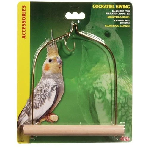 Living World Bird Swing with Wooden Perch For Cockatiels 14 x 17.5 cm (5.5" x 7")