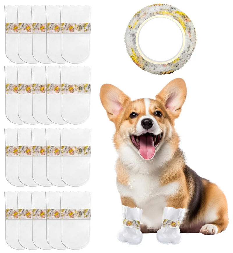 YTZJ Direct – 20 Chaussures Jetables pour Pattes de Chiens et Chats, Étanches et Confortables (Grand, 6–23 kg)