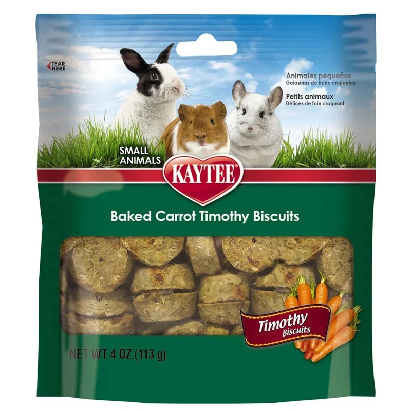 Kaytee Timothy Biscuits – Friandises au Timothy et Carotte pour Cochons d'Inde, Lapins et Autres Petits Animaux (4 oz)