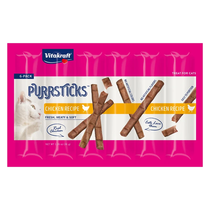 Vitakraft PurrSticks Bâtonnets Chat – Poulet, Portions Cassables (6 pièces)