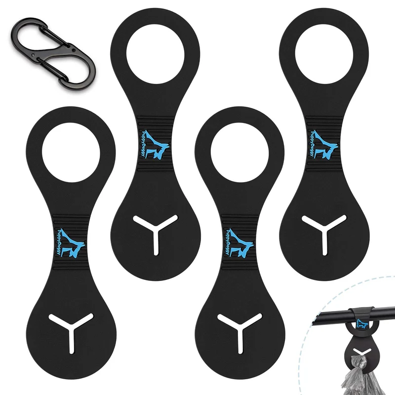 PuppyDoggy Porte-sac à déchets pour laisse – Distributeur de sacs-poubelle pour chien Noir (4 pièces)
