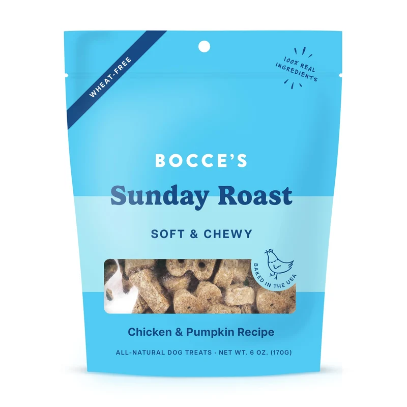 Friandises Bocce's Bakery Cuites au Four – Rôti du Dimanche pour Chiens, Sans Blé, Poulet & Potiron, 6 oz