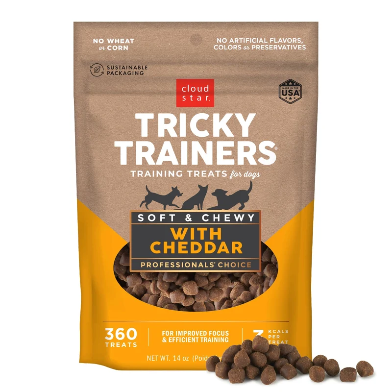 Cloud Star Tricky Trainers – Friandises molles et moelleuses au cheddar pour chiens, sachet 400 g