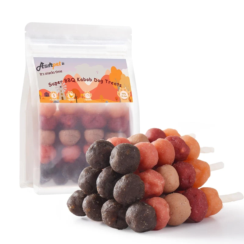 ASMPET Friandises pour Chien – Brochettes multi-saveurs poulet, canard, saumon, lapin et boeuf