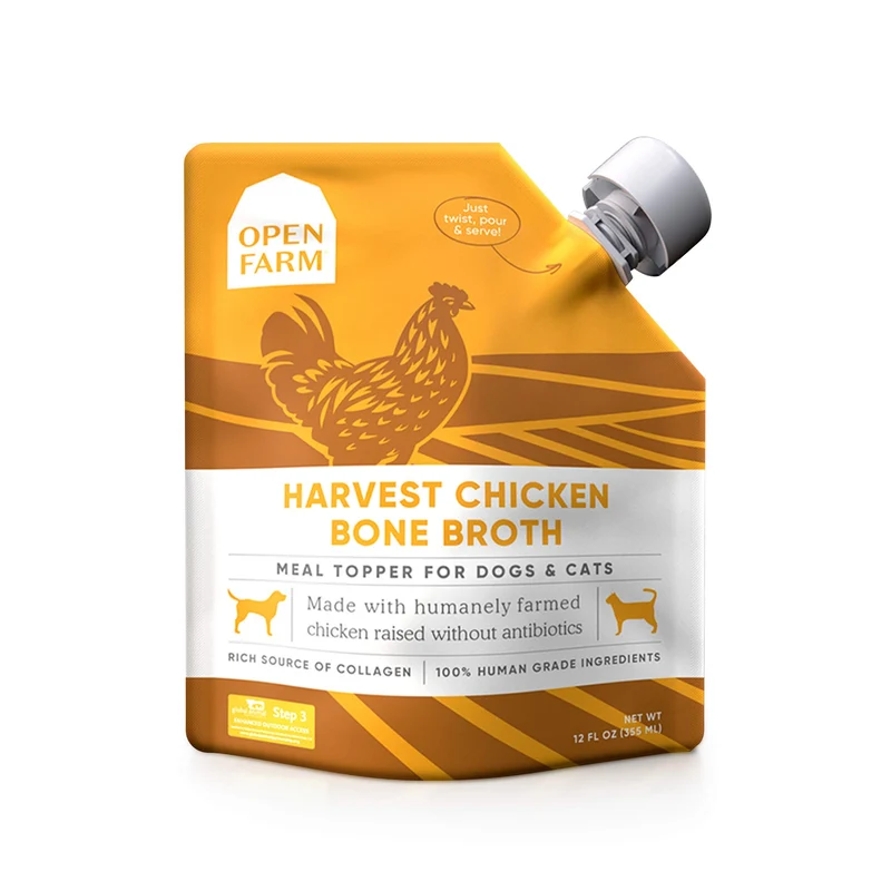 Open Farm Bouillon d’Os de Poulet – Toppers pour Chiens et Chats, Ingrédients Humains, 340 g