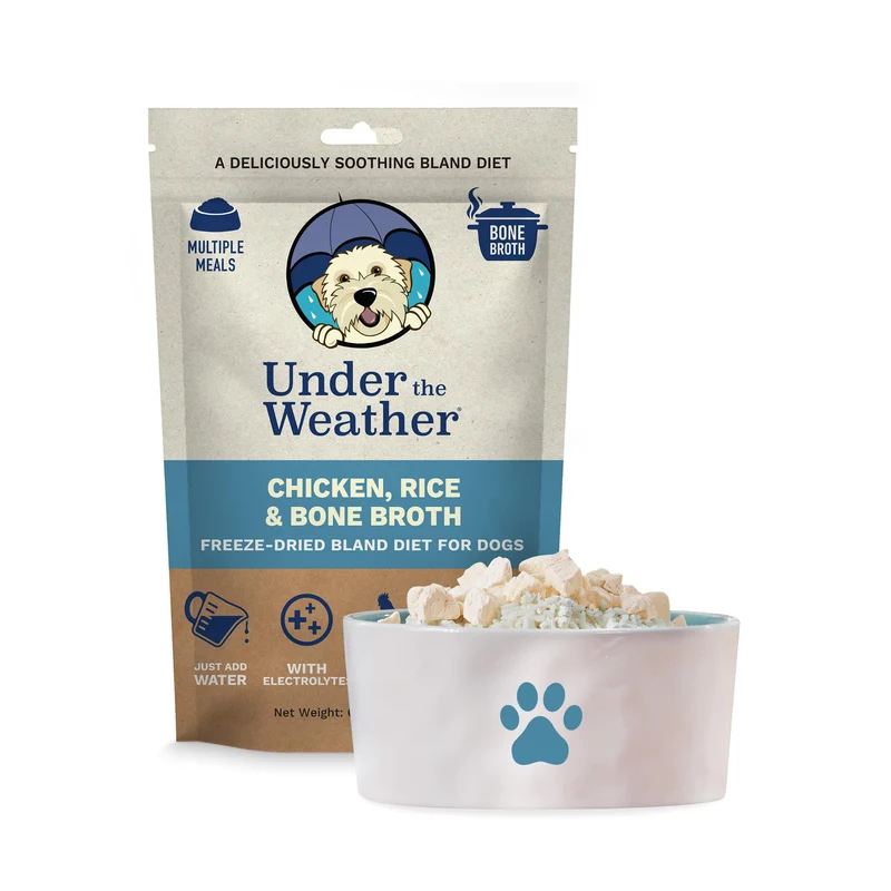 Under the Weather Bland Diet pour chiens | Digestion facile | 6oz – Poulet, Riz et Bouillon lyophilisé | Qualité humaine