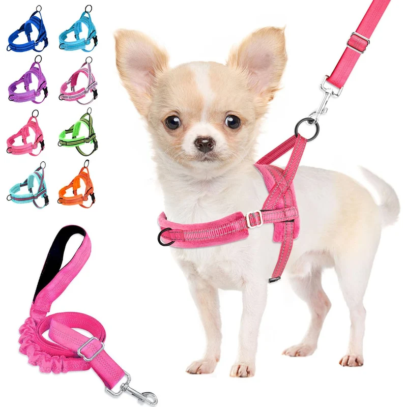 Lukovee Harnais Chien Petit Sans Tir et Laisse 4ft Rose XS