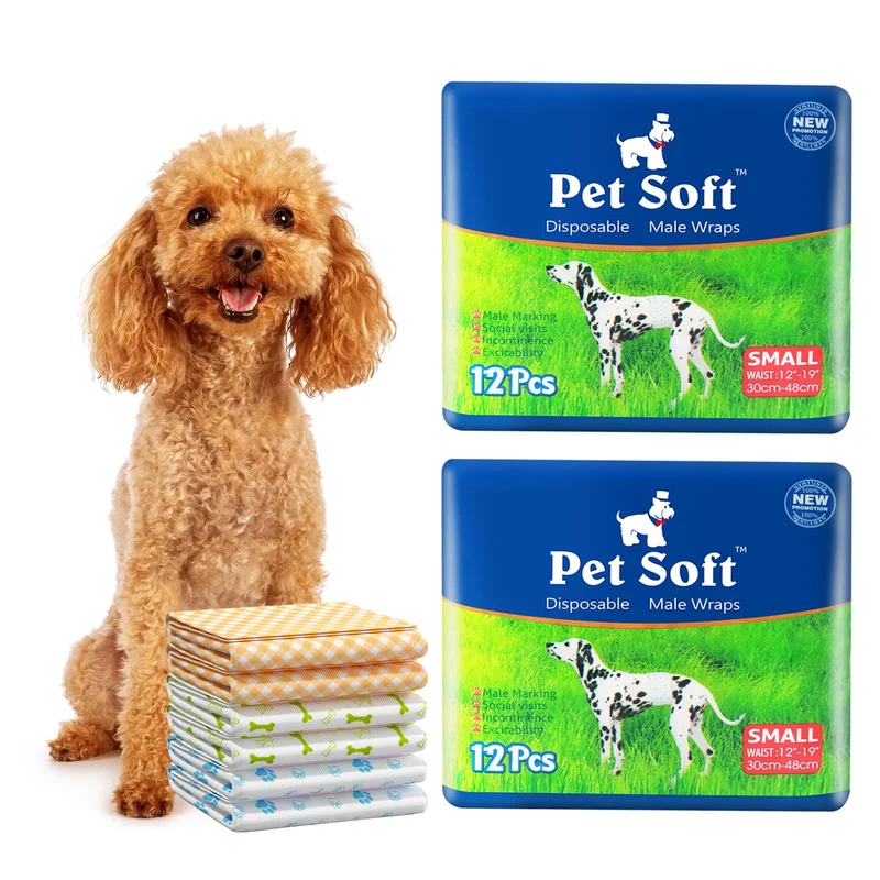 Pet Soft Couches Jetables pour Chien Mâle – Protections pour Chiens Petits, 24 Pièces