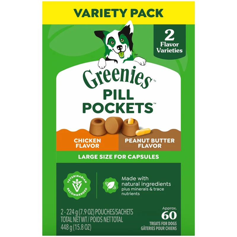 Greenies Pochettes pour pilules – Chiens grande taille, 225 g, Variété