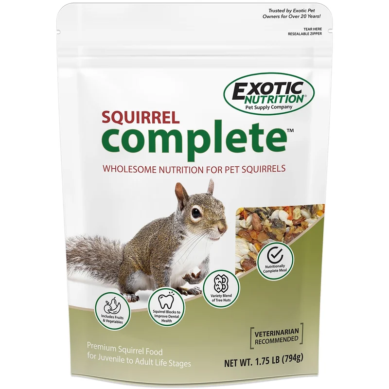 Exotic Nutrition Squirrel Complete (1,75 lb) – Alimentation naturelle pour écureuils de compagnie