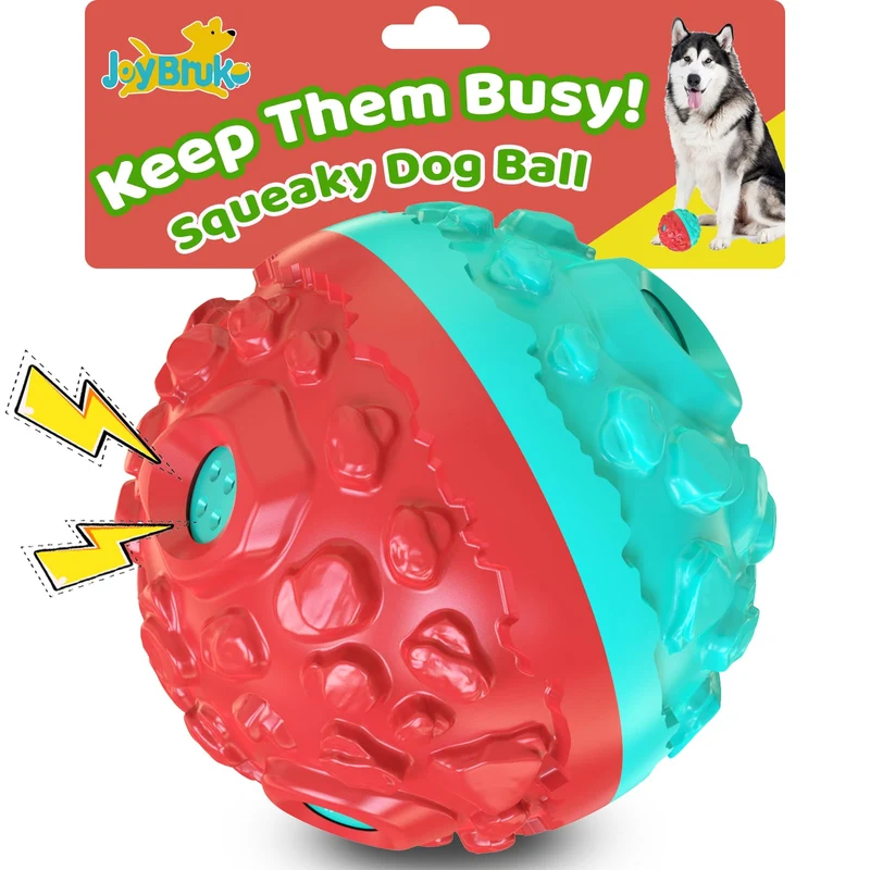 JoyBruko Balle pour Chiens — Jouet Interactif Sifflement Durable (Bleu et Rouge)