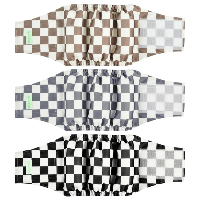 wegreeco Bandage ventral lavable pour chien mâle – Lot de 3, motifs chic (Taille moyenne)