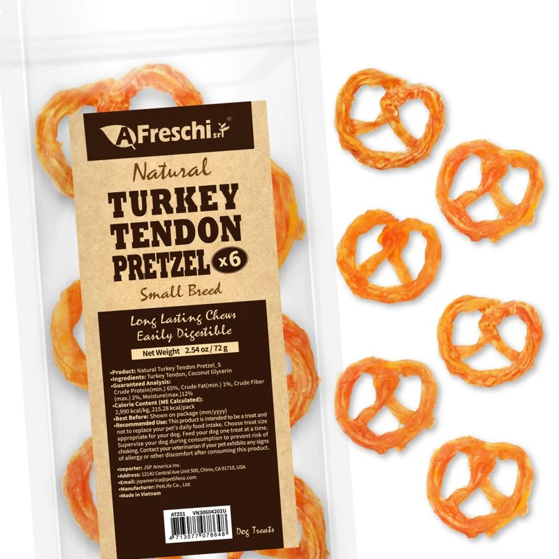 A Freschi srl Tendons de Dinde pour Chiens – Friandises Saines Sans Rawhide, Pour Petites Races, USA-sourcées, Lot de 6