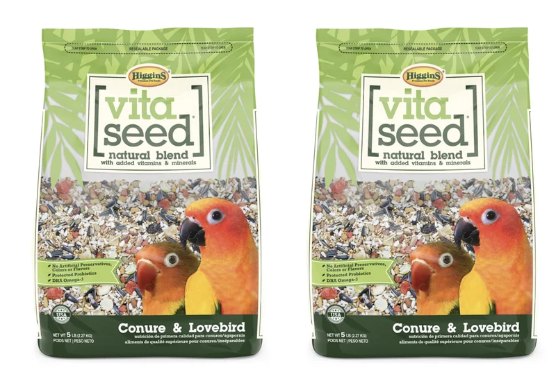 Higgins Vita Seed Mélange Naturel Conure et Lovebird – Lot de 2 sacs de 5 livres chacun