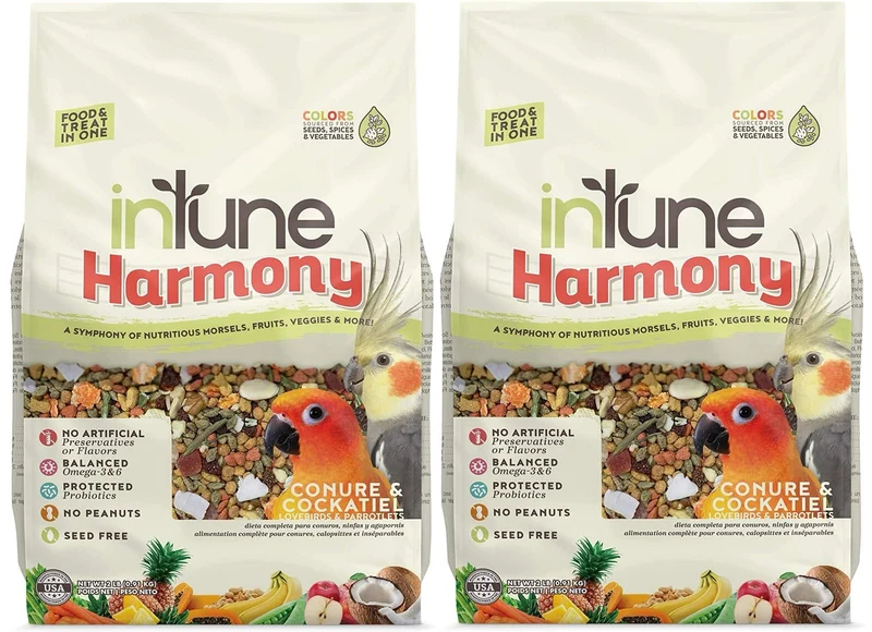 Higgins Intune Harmony – Lot de 2 Aliments pour Conures, Calopsittes, Inséparables et Parroquets nains (2 lb chacun)