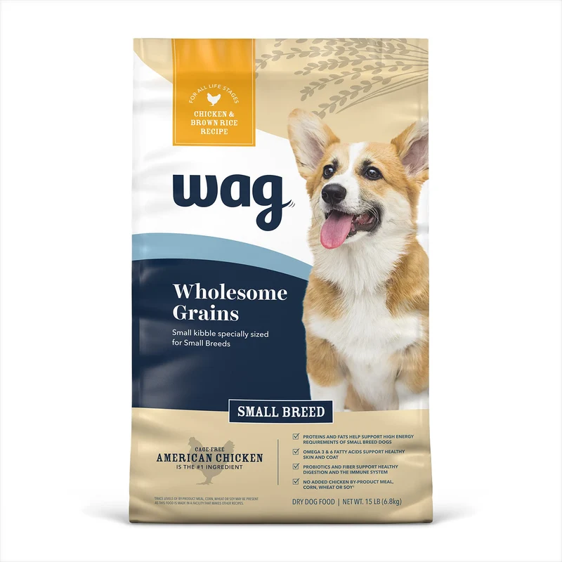 WAG Petite Race – Croquettes pour Chien Petit Poulet & Riz Brun, Sac 15 lb
