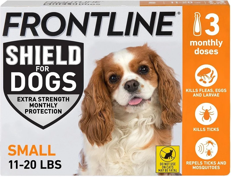 FRONTLINE Shield pour Chien Petit (11-20 lb) — Traitement Puces et Tiques — Pack de 3