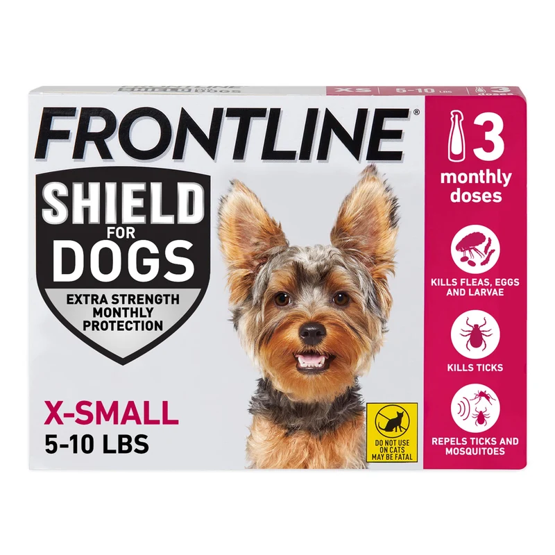 FRONTLINE Shield — Traitement anti-puces et anti-tiques pour chiots X-Small 5-10 lb — Pack de 3