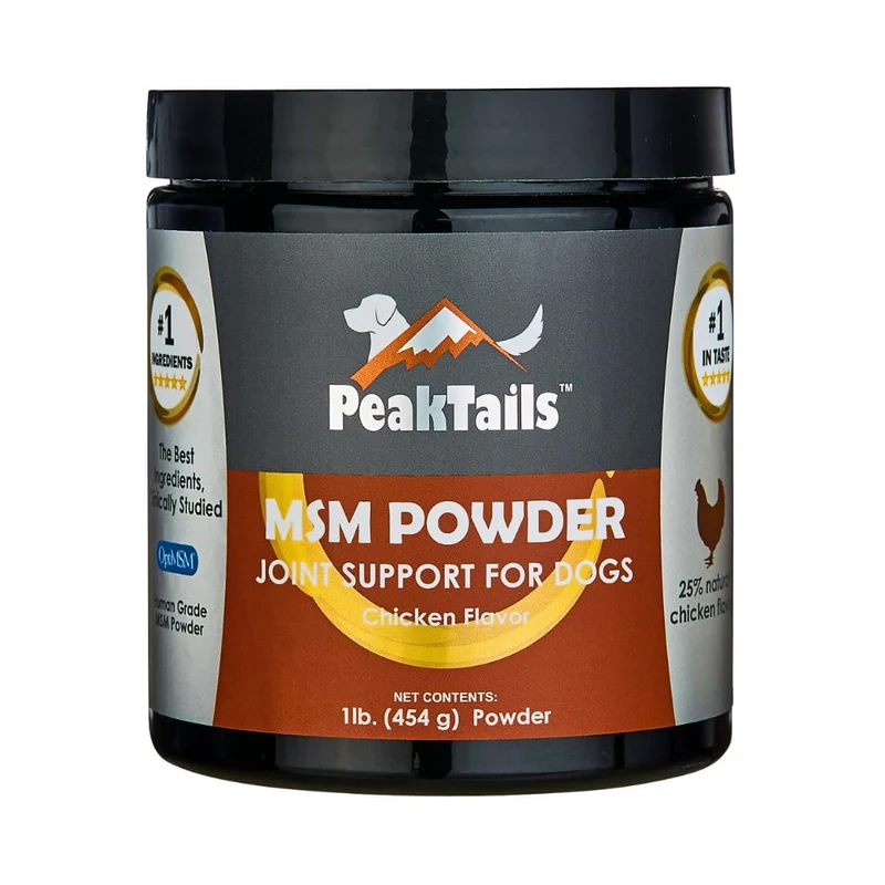 KALA HEALTH PeakTails MSM Poudre MSM au Poulet pour Chiens – Soutien des Hanches et des Articulations, 1 lb