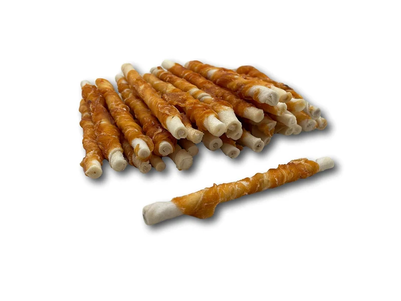 Top Dog Chews – Torsades de poulet enveloppées de rawhide (50 pièces) – Friandises naturelles pour chiens