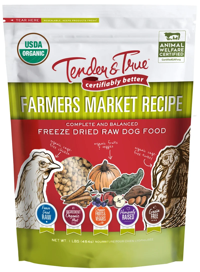 Tender & True – Recette du Marché Fermier, Nourriture Crue Lyophilisée pour Chien (1 lb / 454 g)