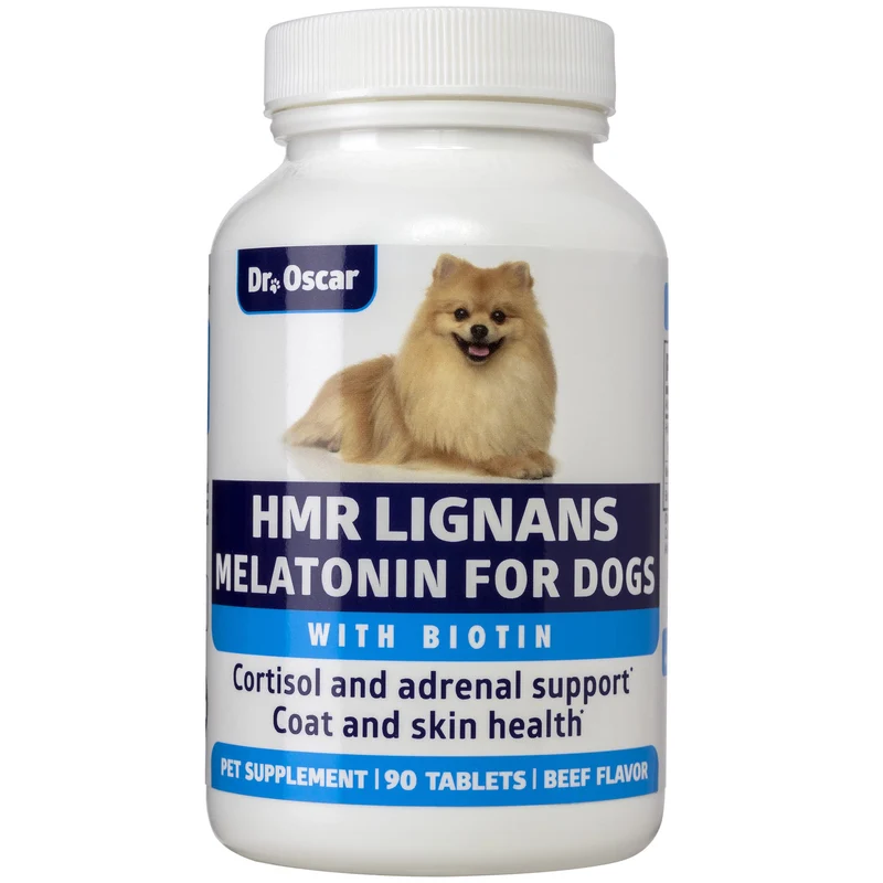 Dr. Oscar HMR Lignans & Mélatonine pour Chiens — 3-en-1 Biotine (Soutien Surrénal et Pelage)
