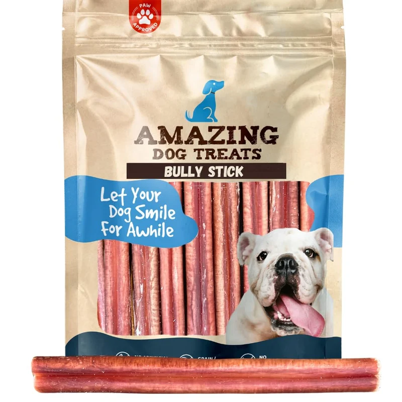 Amazing Dog Treats – Bâtons Bully Moyen (15 pièces) – Mastication longue pour chiens petits et moyens