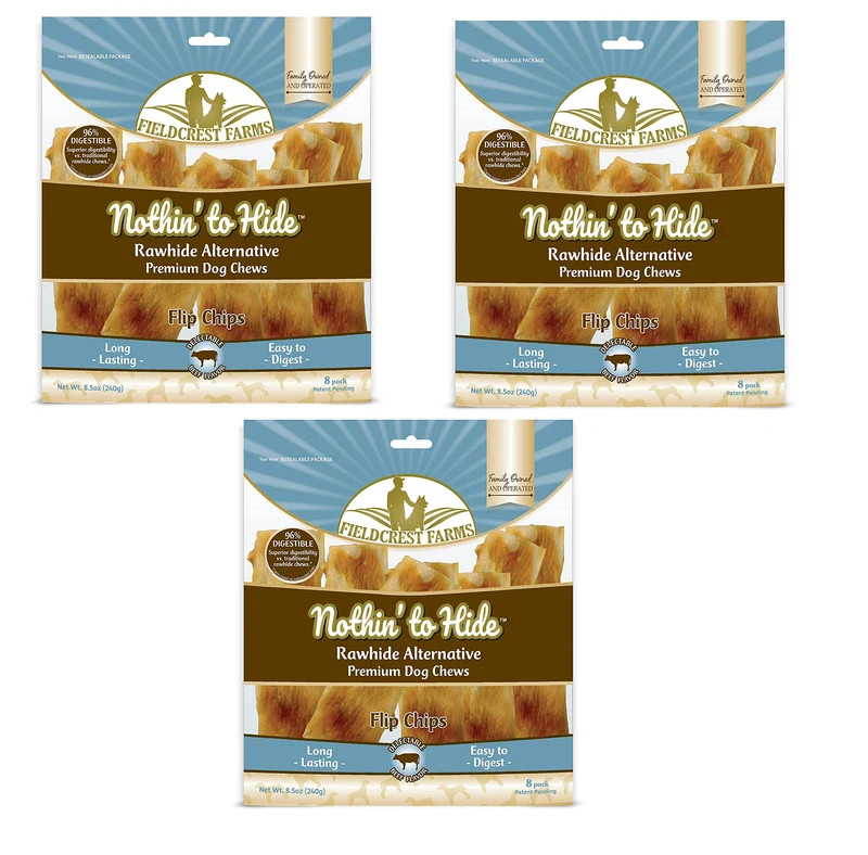 Fieldcrest Farms Nothin to Hide – Friandises sans cuir pour chiens au boeuf – Lot de 3