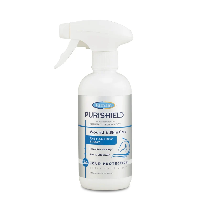 Farnam Purishield Spray Soin Plaie Rapide – 24h de Protection pour chevaux, chiens, cats et bétail