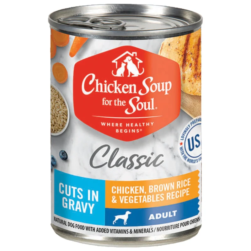 Chicken Soup for the Soul – Aliment humide premium pour chien adulte, 13 oz (pack de 12) – Poulet réel, riz brun et légumes