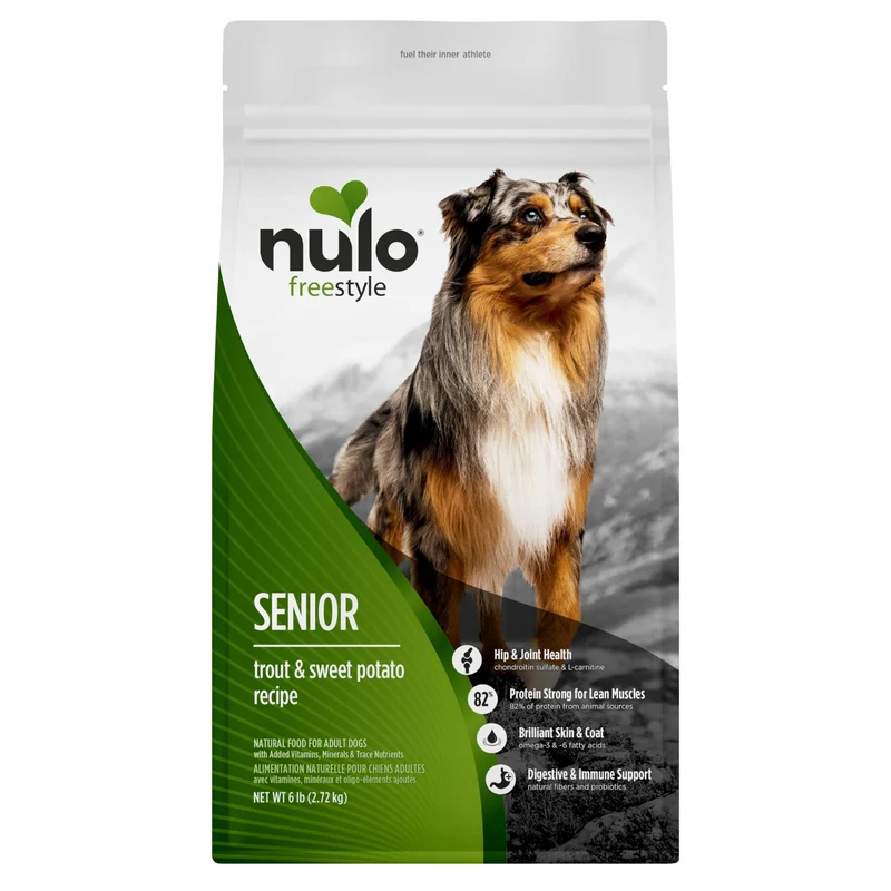 Nulo FreeStyle Senior — Croquettes Truite & Patate Douce pour Chiens Seniors (6 lb) | Probiotiques et Soutien Articulations