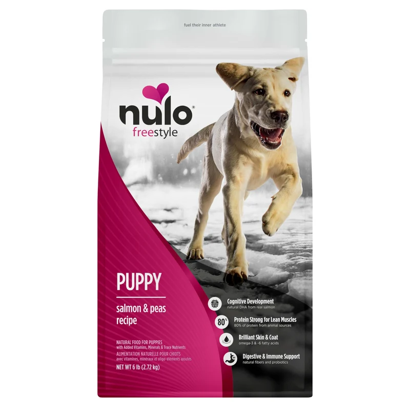 Nulo Freestyle Croquettes Chiots Saumon et Pois – Sans Cereales, Protéine Elevée, DHA et Probiotiques | Nulo
