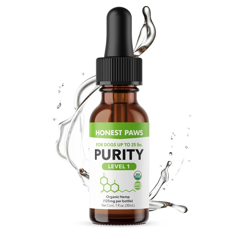 Honest Paws Huile de Chanvre pour Chiens – Gouttes Calmes et Pur d’Huile de Graines – Oméga 3 6 9 pour articulations, détente et peau – Fabriqué aux États-Unis