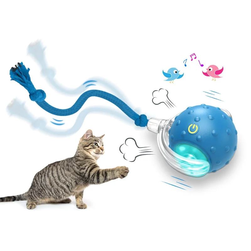 Giociv Balle-Jouet Chat Interactif — Course Rapide et Détection de Mouvement (Bleu)