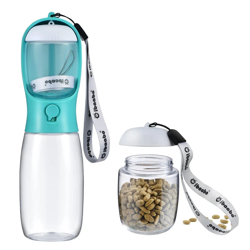 Cibaabo Bouteille d’Eau pour Chien avec Compartiment Nourriture – Accessoire de Voyage Portable