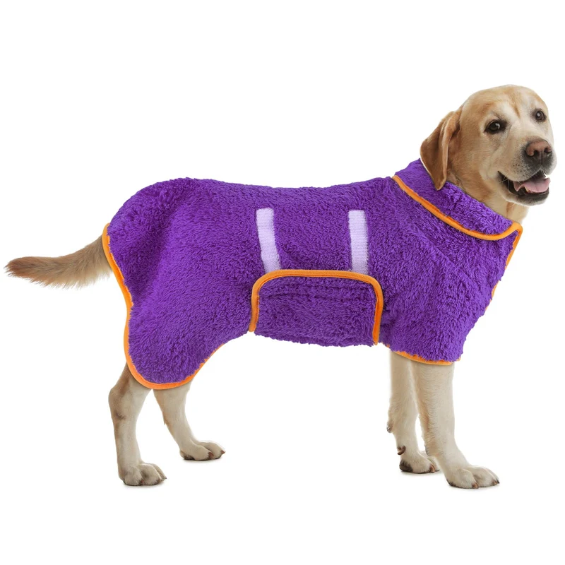 Bienbee Peignoir pour Chien L – Séchage Rapide et Ultra Absorbant, Violet Foncé