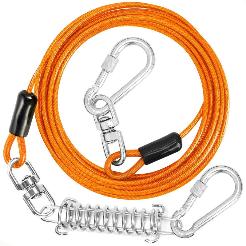 jenico Câble d'attache pour chien – longueurs 10–150 ft avec mousqueton pivotant et ressort, pour jardin et camping