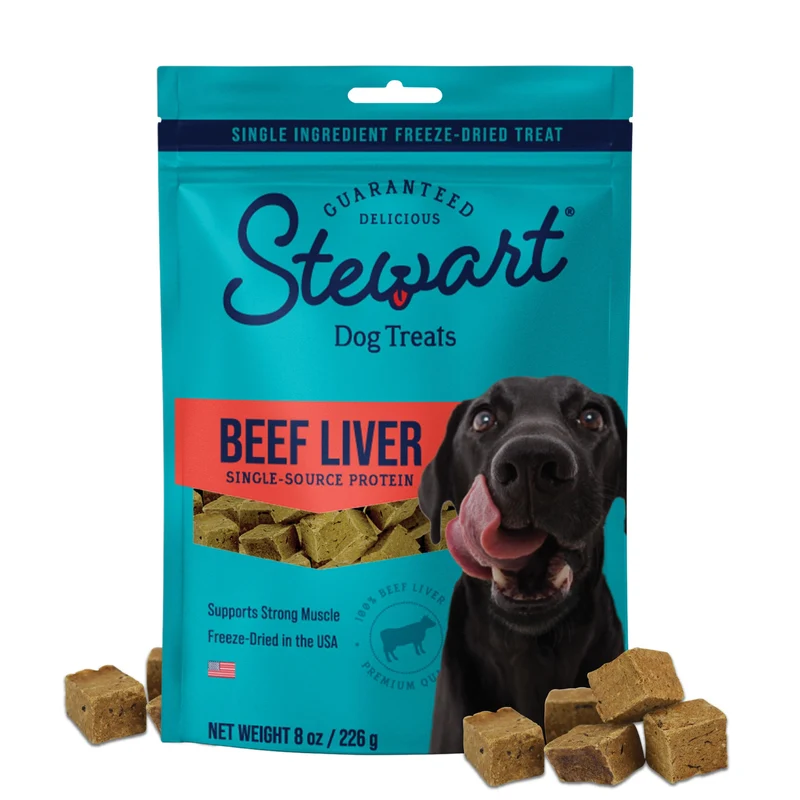 Stewart Foie de Bœuf Séché pour Chiens – Friandises 100 % Ingrédient Unique, 8 oz