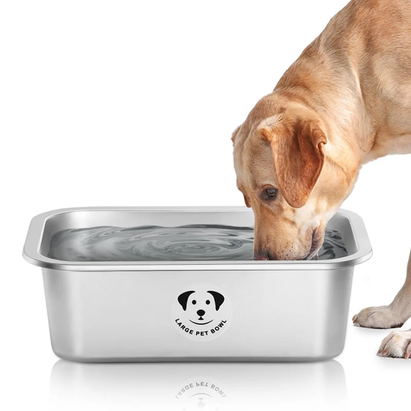 GIXSEGIE Bol en inox pour chiens de grande taille – Capacité XL environ 10 L (10 031 ml) – Nourriture et eau