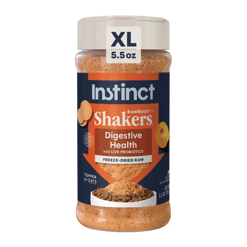 Instinct Raw Boost Shakers — Poudre lyophilisée pour chat, soutien digestif, poulet, bouteille 156 g