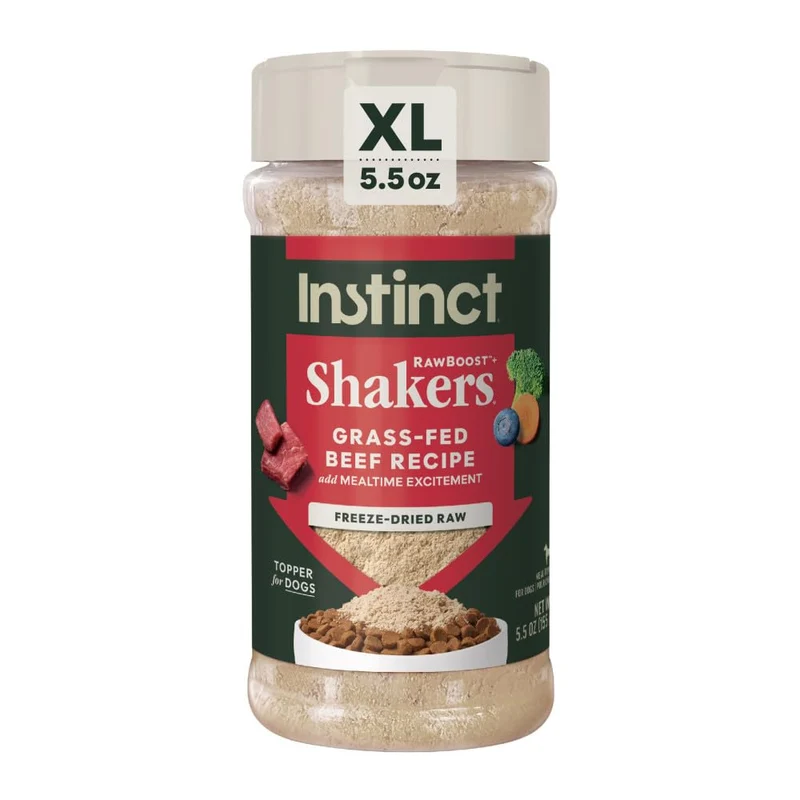 Instinct RawBoost Shakers — Toppers d’aliments crus pour chien, boeuf, flacon 5,5 oz