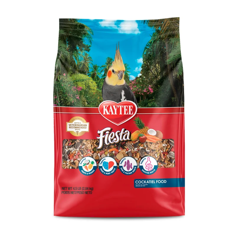 Kaytee Fiesta Nourriture pour Calopsitte — Mélange nutritif et ludique, soutien peau, plumage, digestion et cœur • 4,5 lb