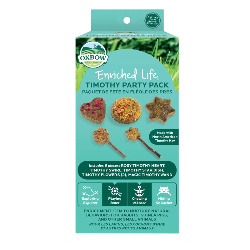 Oxbow Enriched Life Timothy Party Pack – Jouets en foin de timothy pour lapins, cobayes, chinchillas et hamsters (lot de 6)