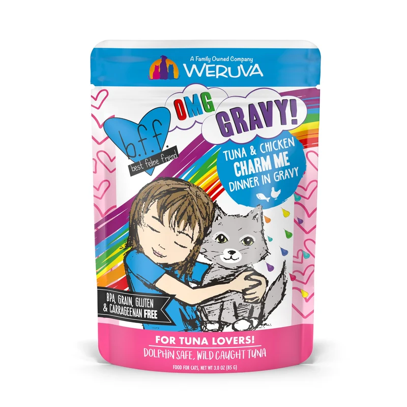 Weruva B.F.F. OMG – Meilleur Ami Félin Oh My Gravy, Thon et Poulet en Sauce, Sachets 3oz (Lot de 12)