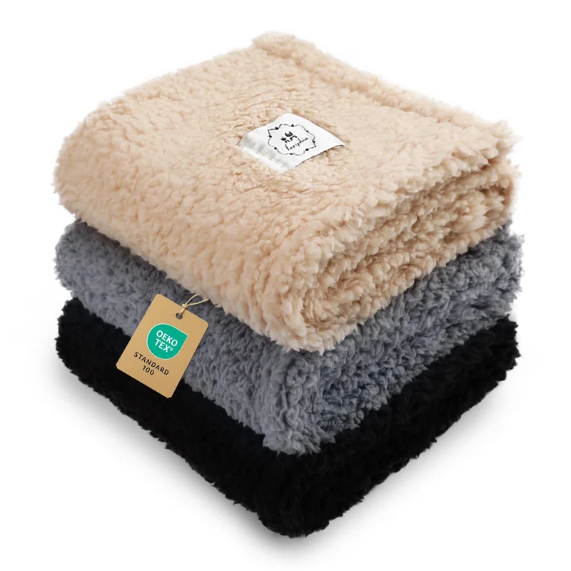 Luciphia Pack 3 Couvertures Calmes pour Animaux - Fleece Premium Sherpa Doux - Petit (23 x 16 pouces, 60 x 40 cm)