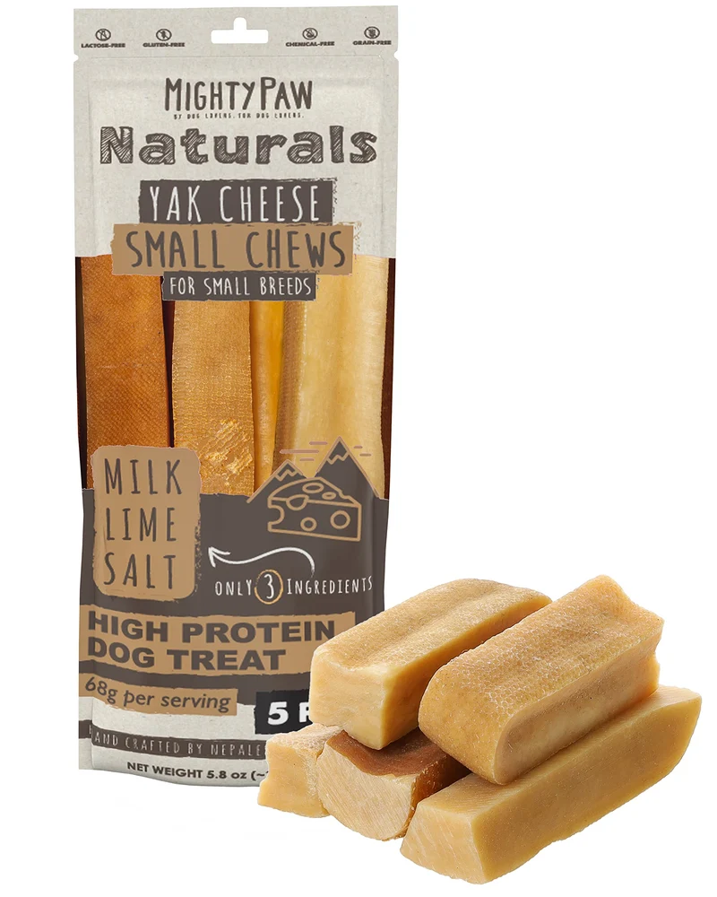 Mighty Paw Bâtons Fromage Yak pour Chiens — Naturels, Sans Odeur, Ingrédients Limités, Lot de 5