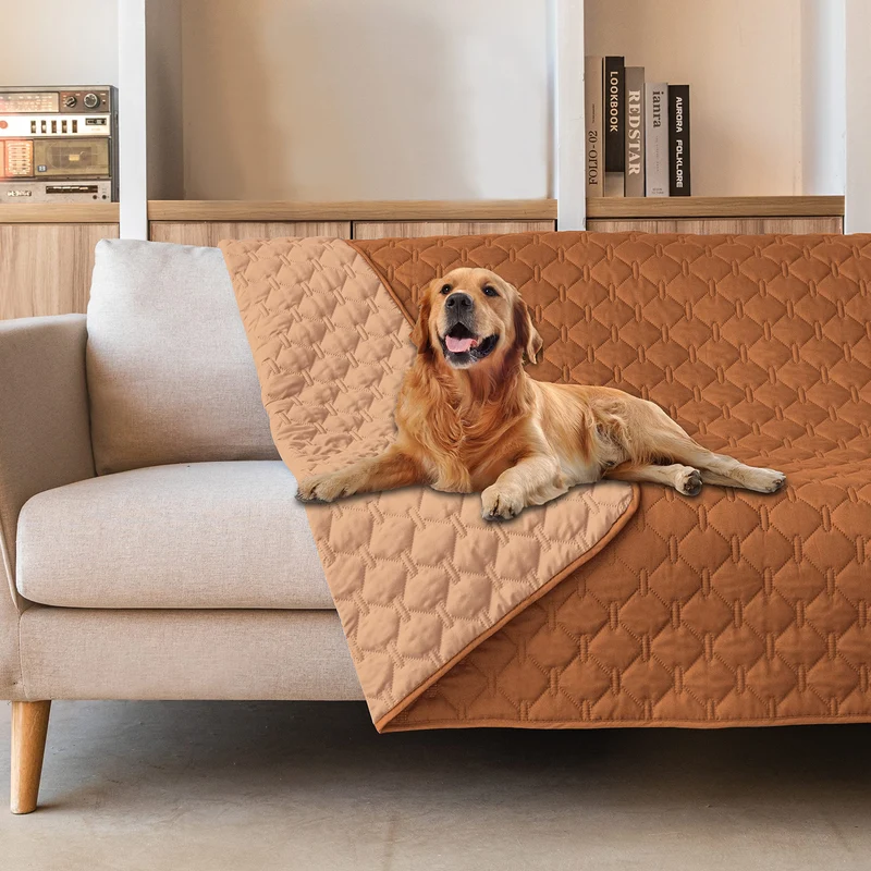 gogobunny Housse double-face imperméable pour chien et chat — 52x82 po, Potiron Fonce / Potiron Clair