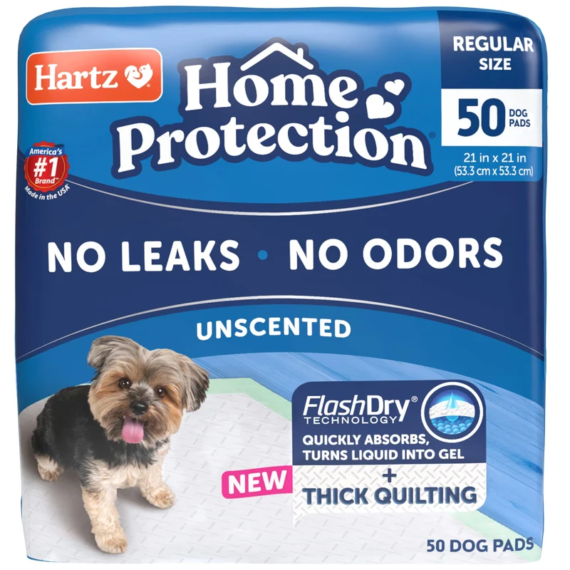 Alèses Hartz Home Protection pour Chien – Absorption 6 Couches, Sans Fuite et Anti-Odeurs, Pack 50