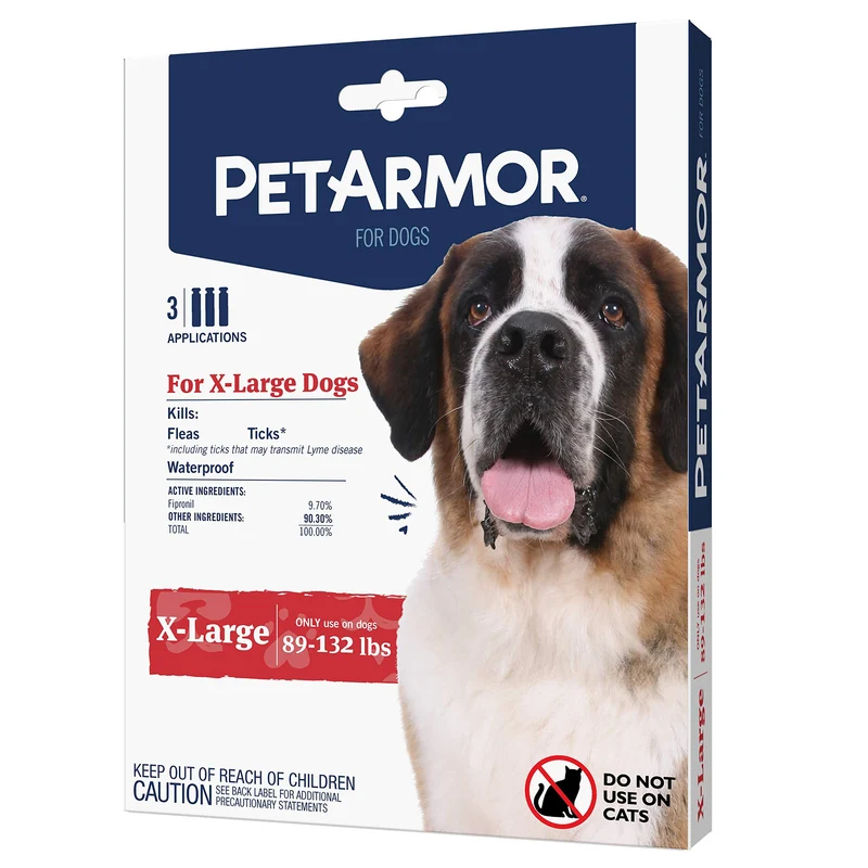 PETARMOR pour chiens extralarges (89–132 lb) — Traitement topique anti-puces et tiques, 3 mois inclus